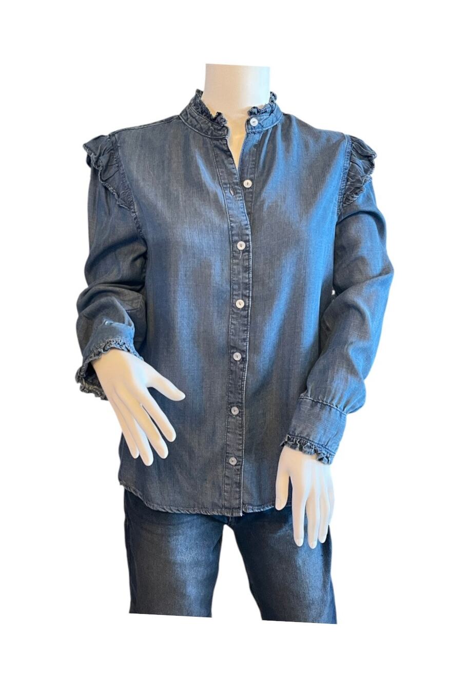 Lola River Blouse Womens XS Blue Long Sleeve Button Up Shirt